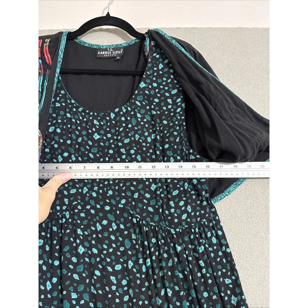 Vtg CAROLE LITTLE Dress Womens 8 Maxi‎ Art to Wear Faux Bolero 90s Boho Western - Picture 14 of 16